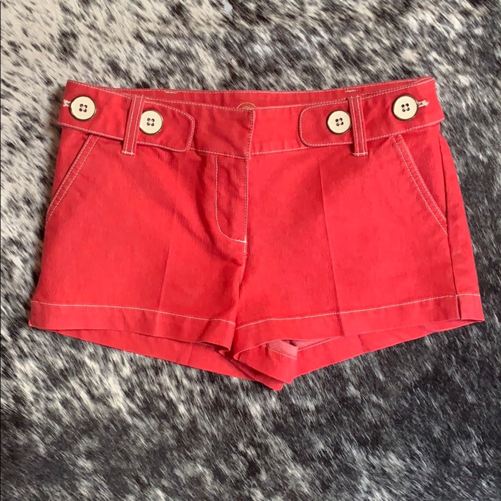 NWOT Bebe Red Shorts With Button Belt Detail XS